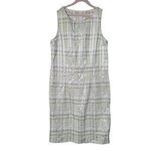 Jaclyn Smith Plaid White Green Dress 14
